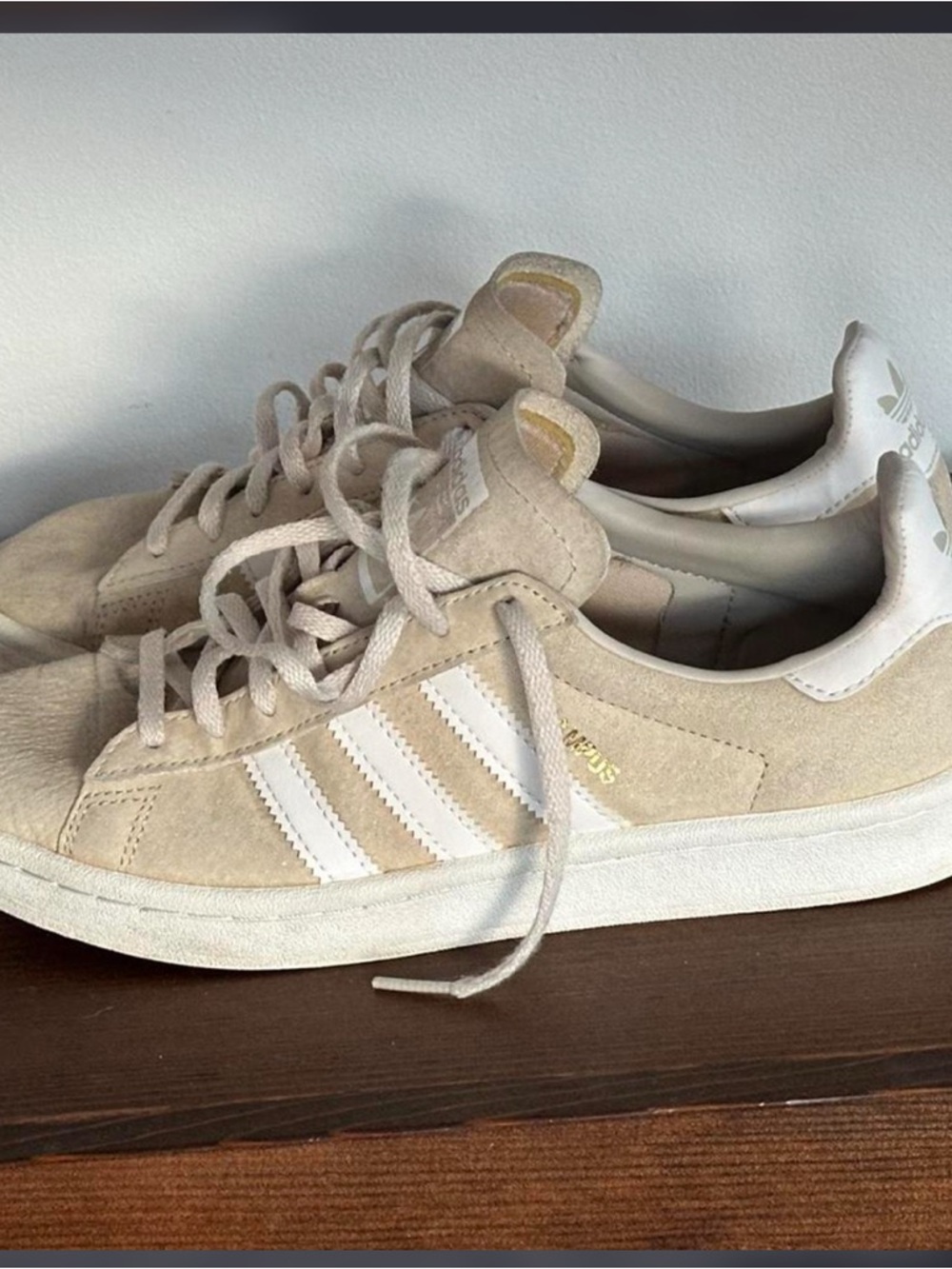 adidas Campus Suede Sneakers in Beige & White